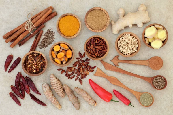 Fat Busting Spices Losing Weight Concept Fresh Dried Turmeric Ginger — Stock Photo, Image