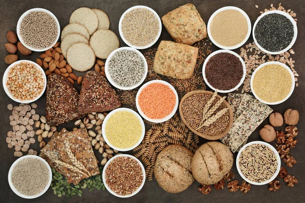 Health Food High Fibre Diet Legumes Whole Grain Bread Rolls — Stock Photo, Image