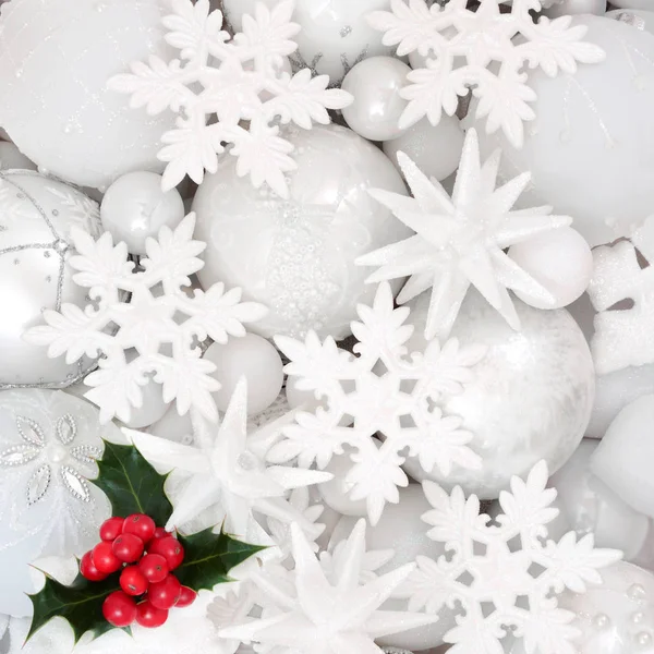 Christmas Decorations and Holly — Stock Photo, Image