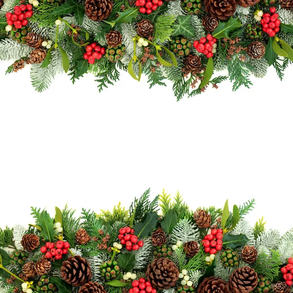 Kerst en winter achtergrond grens — Stockfoto