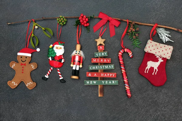 Hanging Christmas Tree Decorations — Stock Photo, Image