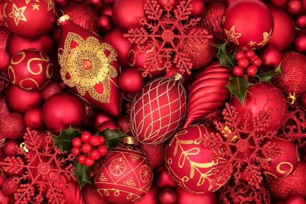 Kış Holly ve Noel Ağacı Baubles — Stok fotoğraf