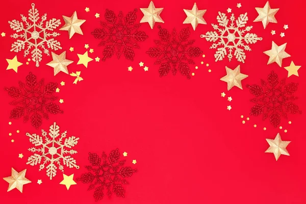 Estrella de Navidad y la frontera del copo de nieve — Foto de Stock