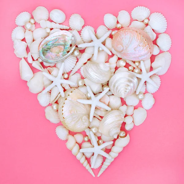 Seashell Starfish e Pearl Heart — Foto Stock