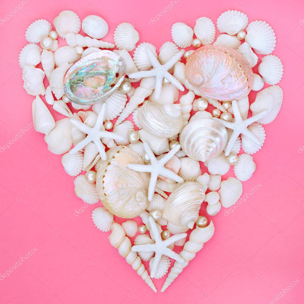 Seashell Starfish and Pearl Heart
