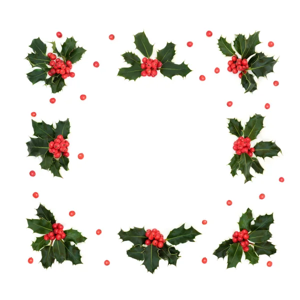 Winter Christmas New Year Square Abstract Holly Berry Wreath Loose — Stock Photo, Image