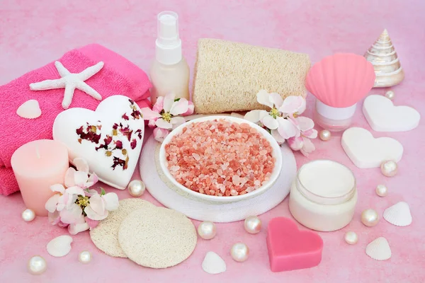 Tratamiento Belleza Para Cuidado Piel Con Sales Minerales Exfoliación Himalaya — Foto de Stock