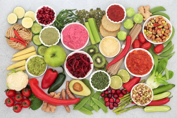 Veganistisch Voedsel Voor Gezondheid Fitness Ethisch Eetconcept Met Voedingsmiddelen Met — Stockfoto