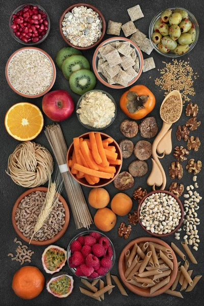 Gesunde Ballaststoffreiche Lebensmittel Mit Hohem Gehalt Antioxidantien Omega Fettsäuren Vitaminen — Stockfoto