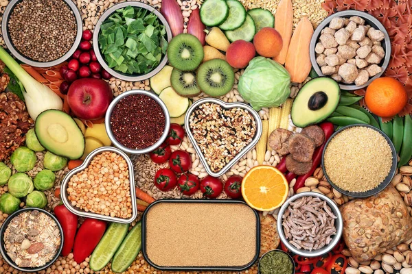 Veganes Essen Für Ein Gesundes Herz Mit Proteinreichen Lebensmitteln Omega — Stockfoto