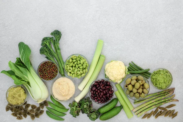 Aliments Santé Faible Glycémie Pour Diabétiques Avec Légumes Trempettes Pâtes — Photo
