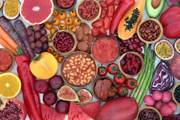 Alimento Vegetal Saludable Alto Licopeno Con Frutas Verduras También Alto — Foto de Stock