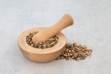 Bitkisel ilaçlarda öksürük, bronşit, boğmaca öksürük, burun iltihabı, boğaz ve sinüsler için kullanılan Grindelia bitkisi antibakteriyeldir. Topuzlu ve gevşek bir havanda. Camporum yeşili.