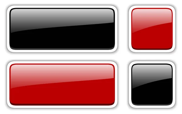 Блестящие Кнопки Красные Черные Векторные Значки — стоковый вектор