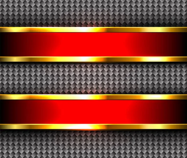 Roter Metallischer Hintergrund Banner Über Interessantem Muster Vektordesign — Stockvektor