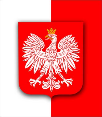 Polonya bayrağı ile beyaz Kraliyet kartal, Polonya, vektör vatansever arka plan arması