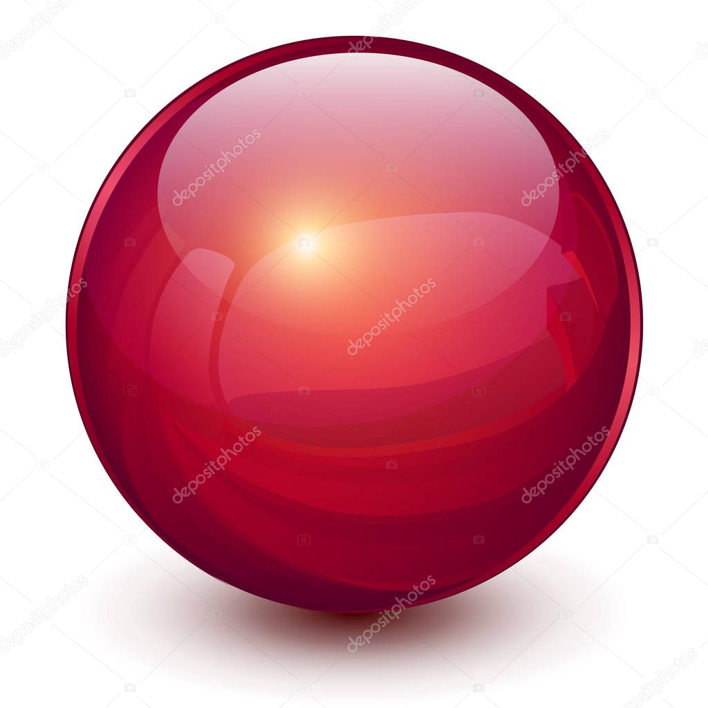 Red sphere, 3D vector ball.