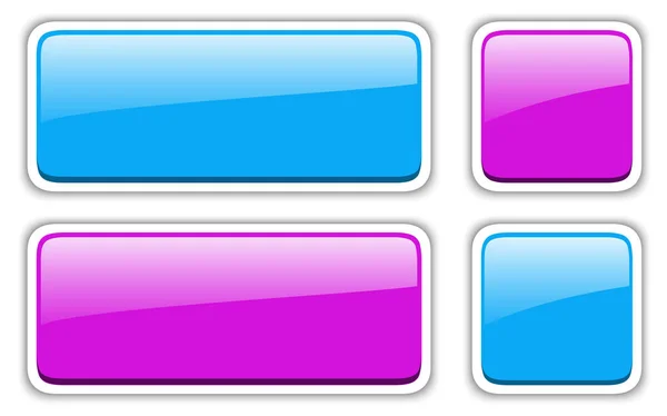 Ensemble Boutons Brillants Badges Vectoriels Bleu Violet — Image vectorielle
