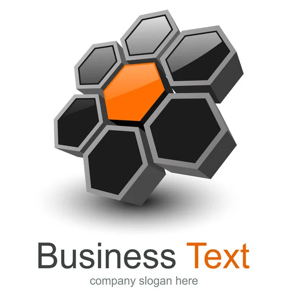Logó Fekete Narancssárga Hatszög Vector Design Szimbólum — Stock Vector