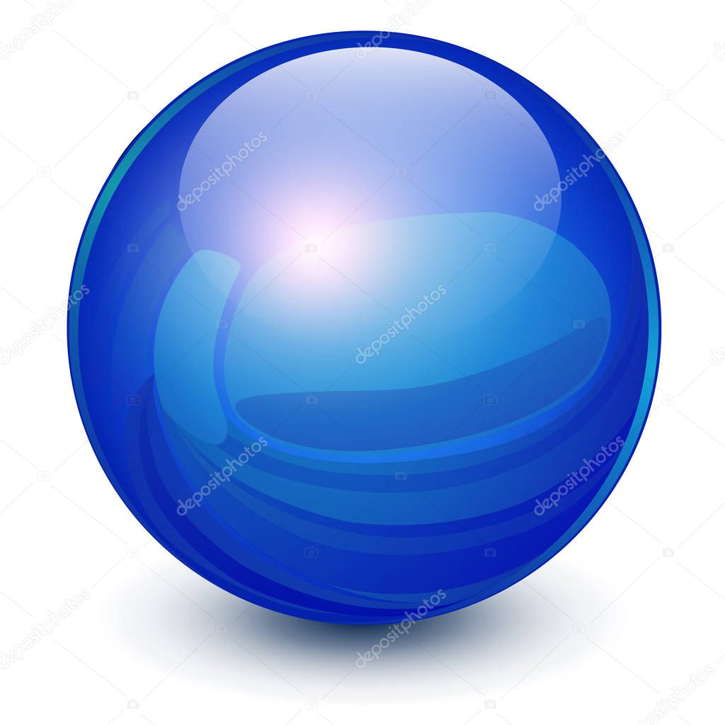 Blue sphere, 3D vector ball.