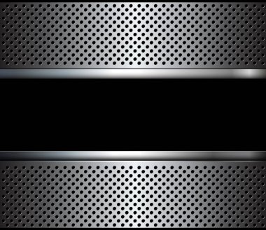 Delikli gümüş delik deseni, vektör çizim ile Metalik arka plan.