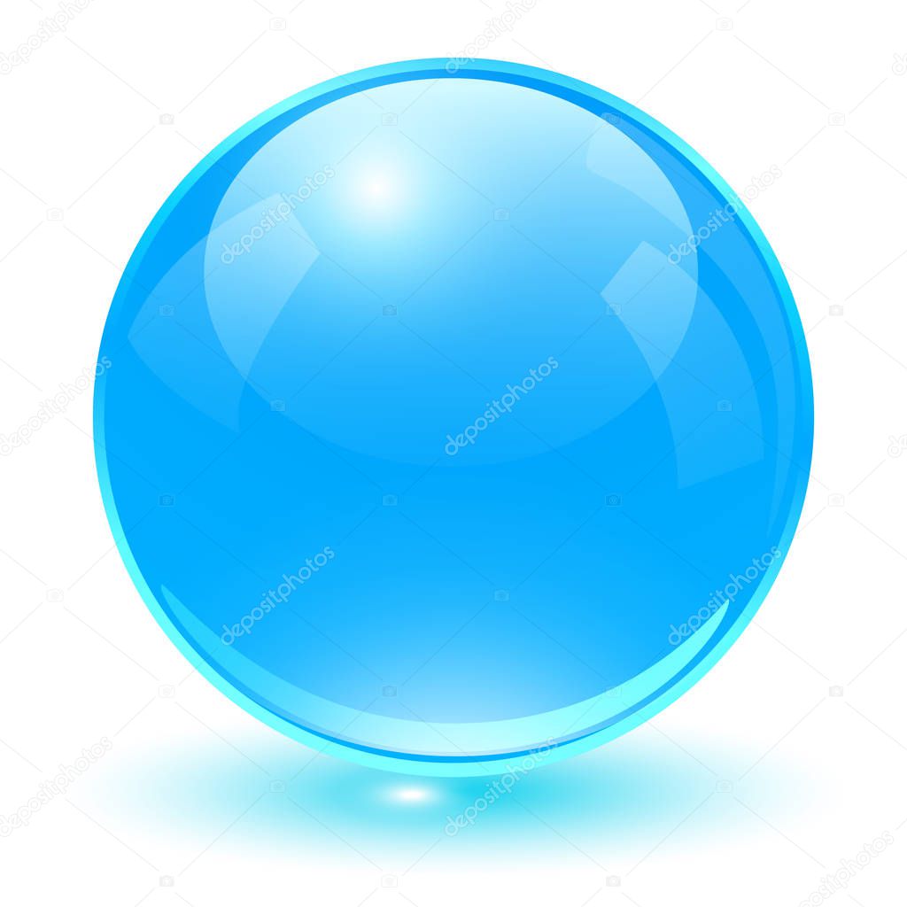 Glass sphere, blue vector ball