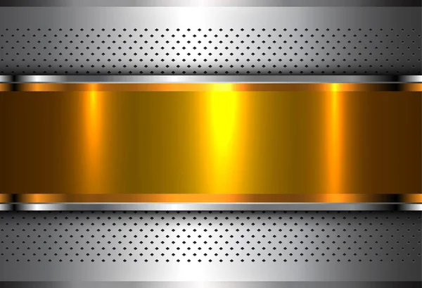 Metallischer Hintergrund Silbergold Textur Aus Poliertem Stahl Vektor Design — Stockvektor