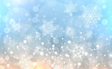 Kar taneleri, kış mavi kar arka plan, vektör çizim ile Noel arka plan