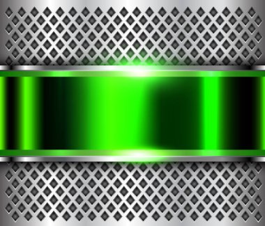 Yeşil, Gümüş Metalik arka plan cilalı çelik doku, parlak vektör tasarımı.