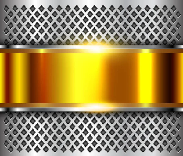 Metalen Achtergrond Zilver Goud Gepolijst Stalen Structuur Glanzend Vector Design — Stockvector