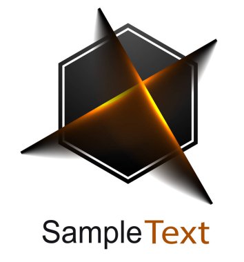 Simge vektör logo iş 3d dinamik şekiller, siyah ve altın.