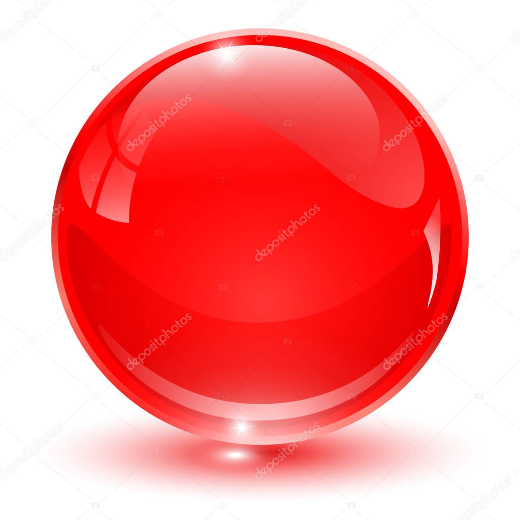 Glass sphere, red 3D vector ball