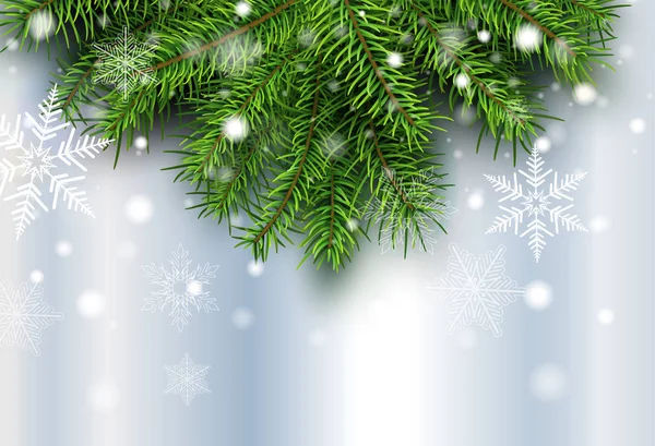 Kerstmis Achtergrond Pijnboom Met Sneeuw Winter Vectorillustratie — Stockvector