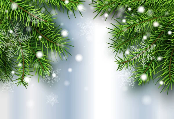 Kerstmis Achtergrond Pijnboom Met Sneeuw Winter Vectorillustratie — Stockvector