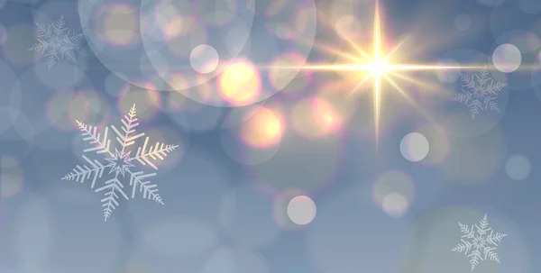 Fondo Navidad Con Luces Bokeh Copos Nieve Ilustración Vectorial — Archivo Imágenes Vectoriales