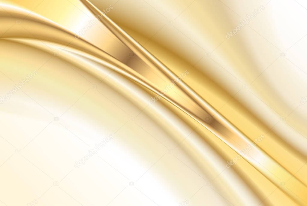 Abstract gold background, elegant wavy vector illustration 