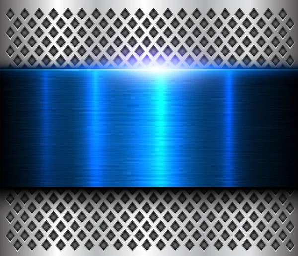 Stříbrné Kovové Pozadí Modré Leštěné Ocelové Texturu Lesklé Vektorová Design — Stockový vektor