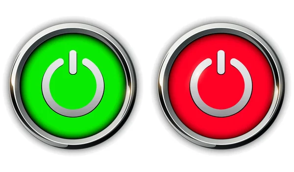 Power Buttons Icons Vector Metallic — Stock Vector