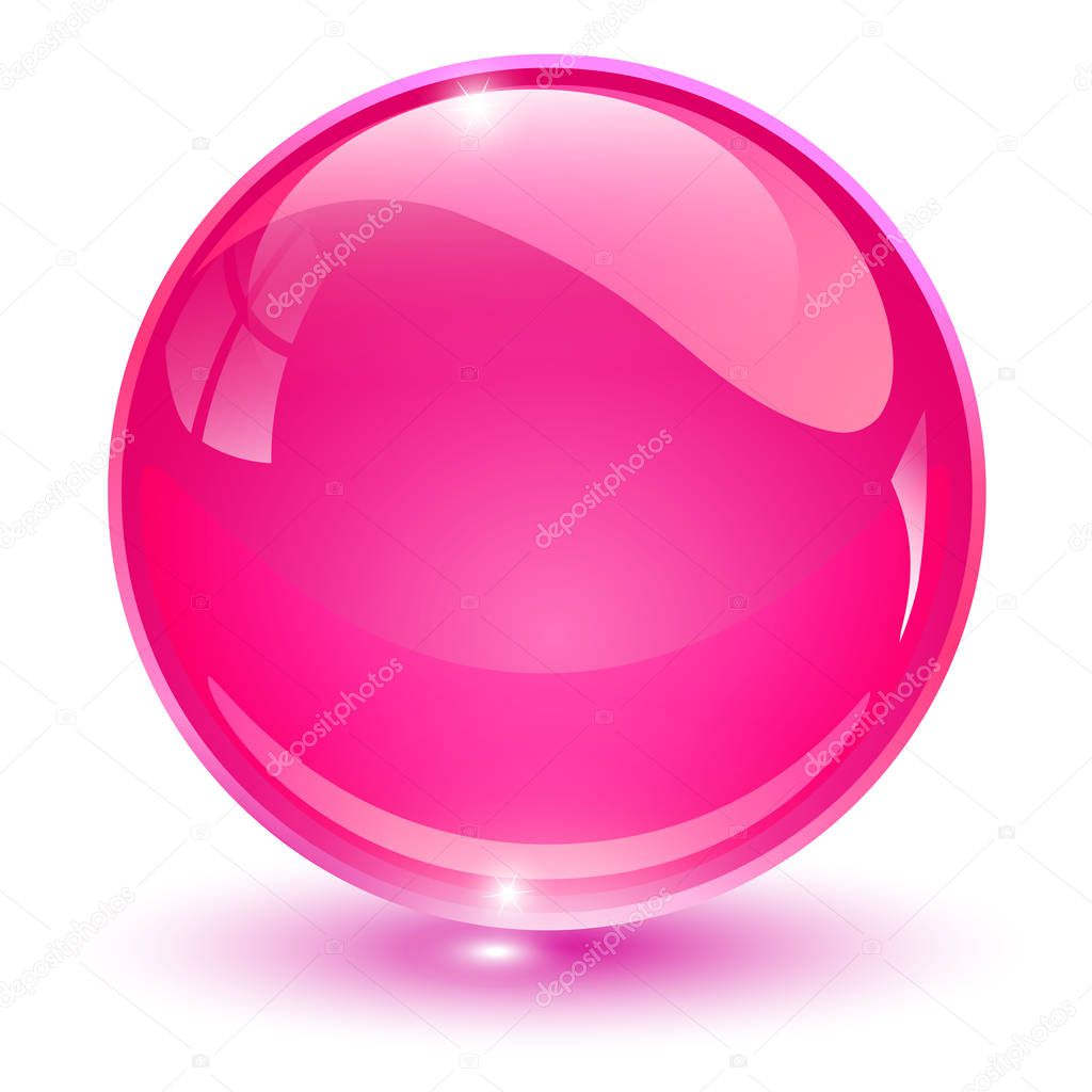 Glass sphere, pink 3D vector ball