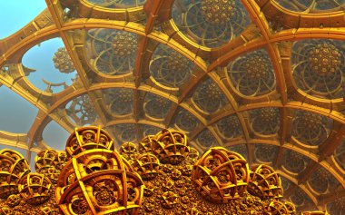 Fantastik arka plan 3d soyut yapıları, kurgusal arka plan.