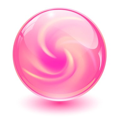 Pembe cam küre, 3d mermer topu, vektör çizim.