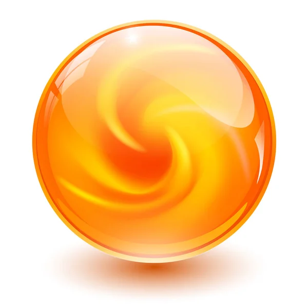 Narancssárga Üveg Gömb Márvány Labda Vektoros Illusztráció — Stock Vector