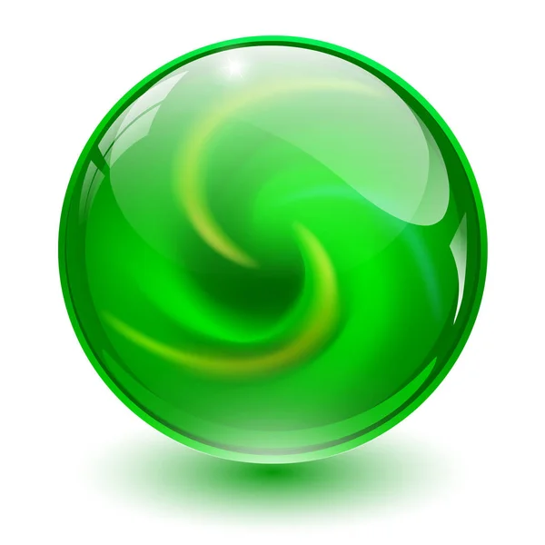 Esfera Vidrio Verde Bola Mármol Ilustración Vectorial — Vector de stock