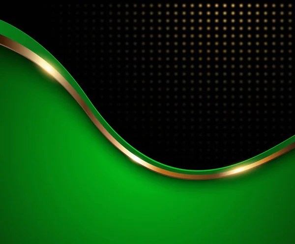 Fondo Abstracto Verde Con Onda Dorada Patrón Punteado Fondo Negocio — Archivo Imágenes Vectoriales