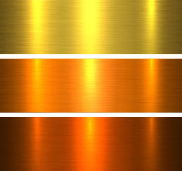 Metall Texturen Gold Gebürstete Metallische Warme Hintergründe Vektorillustration — Stockvektor