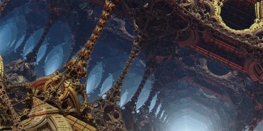 Fantastik arka plan 3d soyut yapıları, kurgusal arka plan.