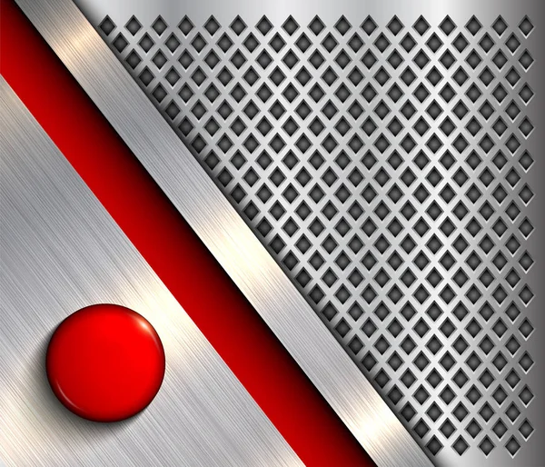 Fond Métallique Avec Bouton Alarme Rouge Conception Vectorielle Technologie — Image vectorielle