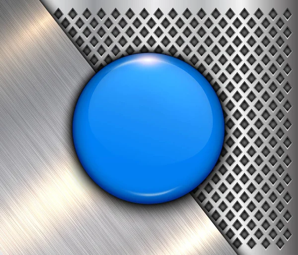 Fondo Metálico Con Botón Azul Diseño Vectores Tecnología — Archivo Imágenes Vectoriales