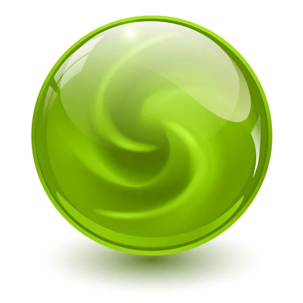 Esfera Vidrio Verde Bola Mármol Ilustración Vectorial — Vector de stock