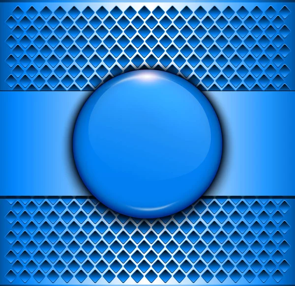 背景の青いボタン 技術ベクター デザインで金属 — ストックベクタ